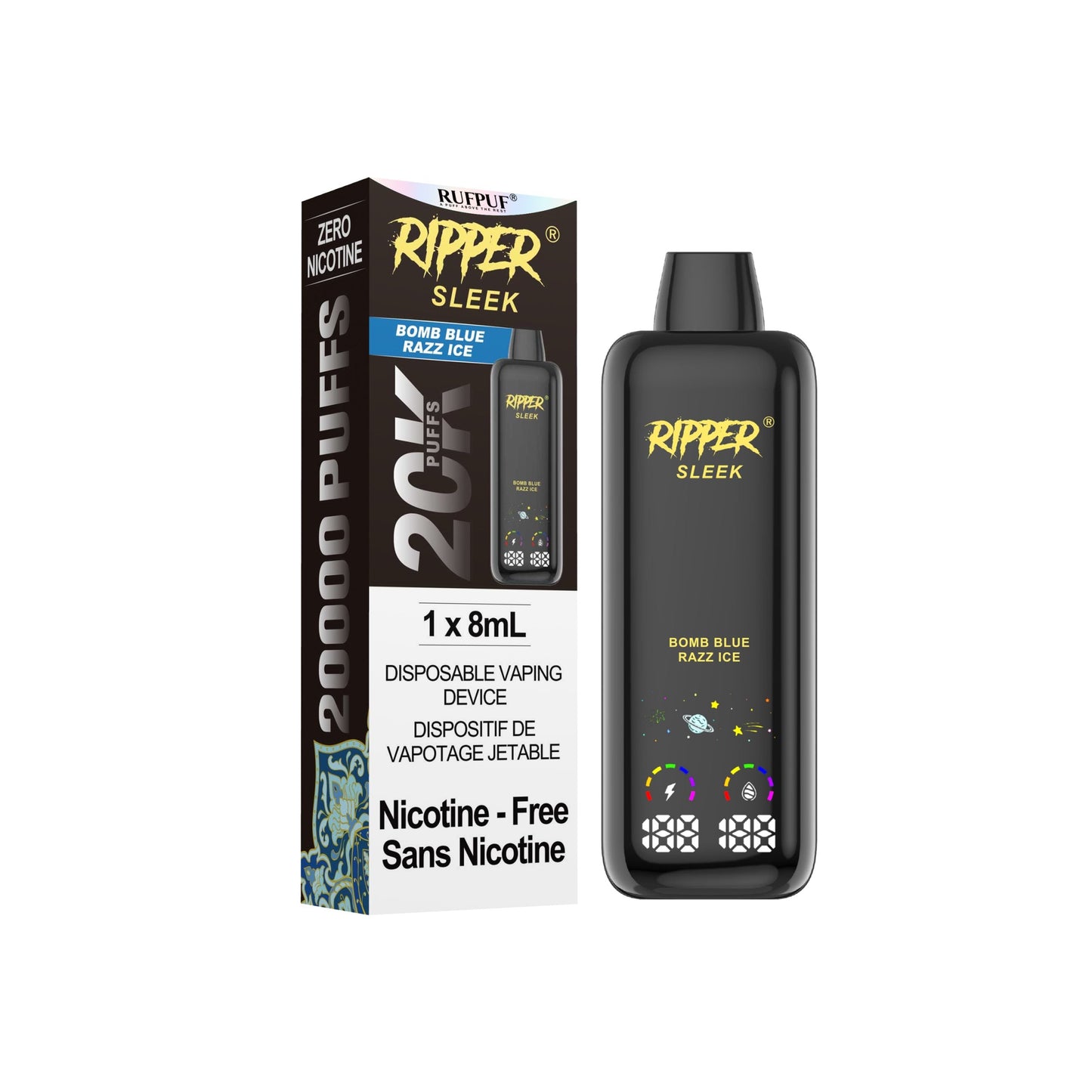 Ripper Sleek 20K (Zero Nicotine) - Bomb Blue Razz Ice