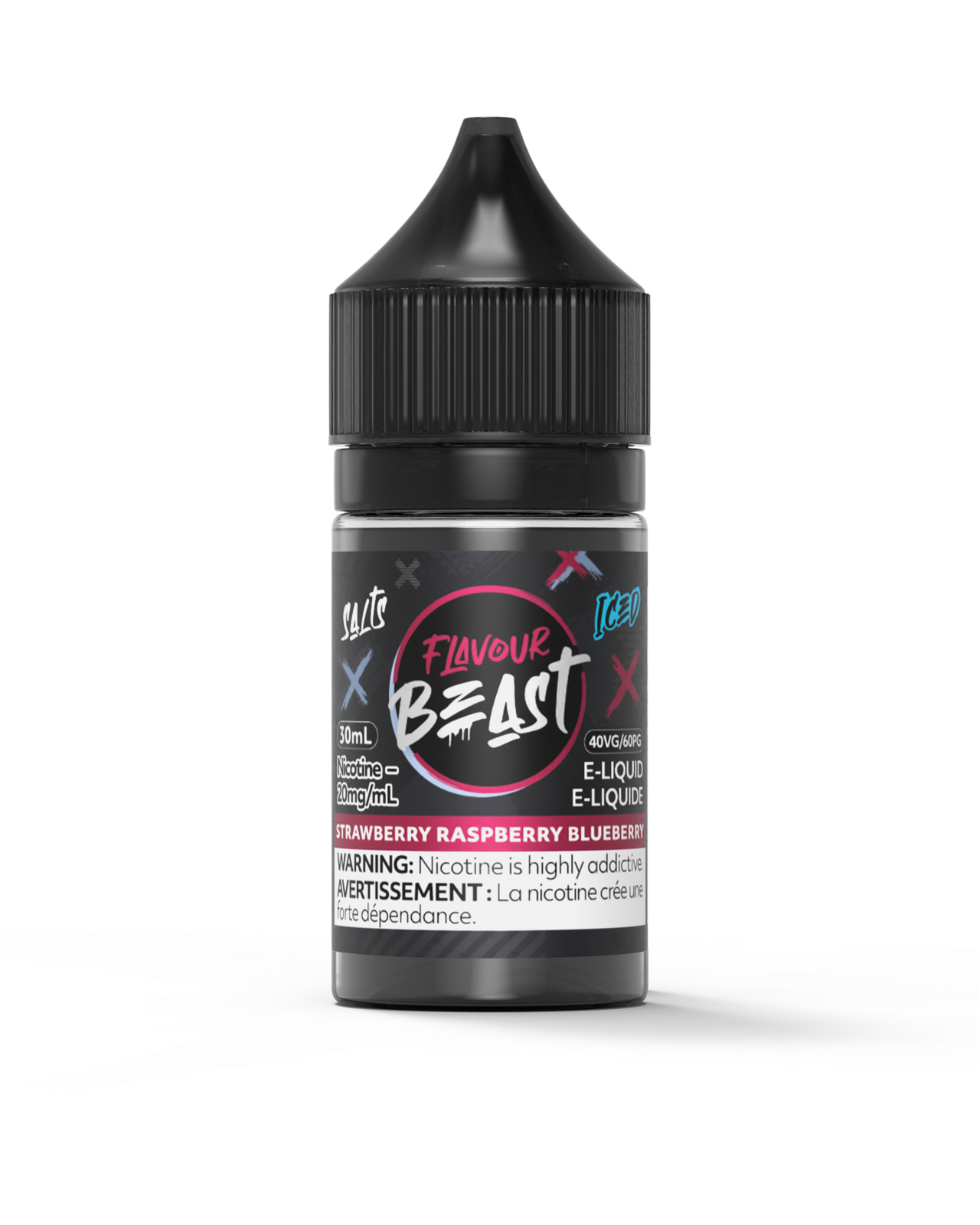 Flavour Beast Salt 30mL - Strawberry Raspberry Blueberry Iced