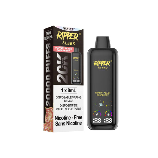 Ripper Sleek 20K (Zero Nicotine) - Poppin Peach Raspberry
