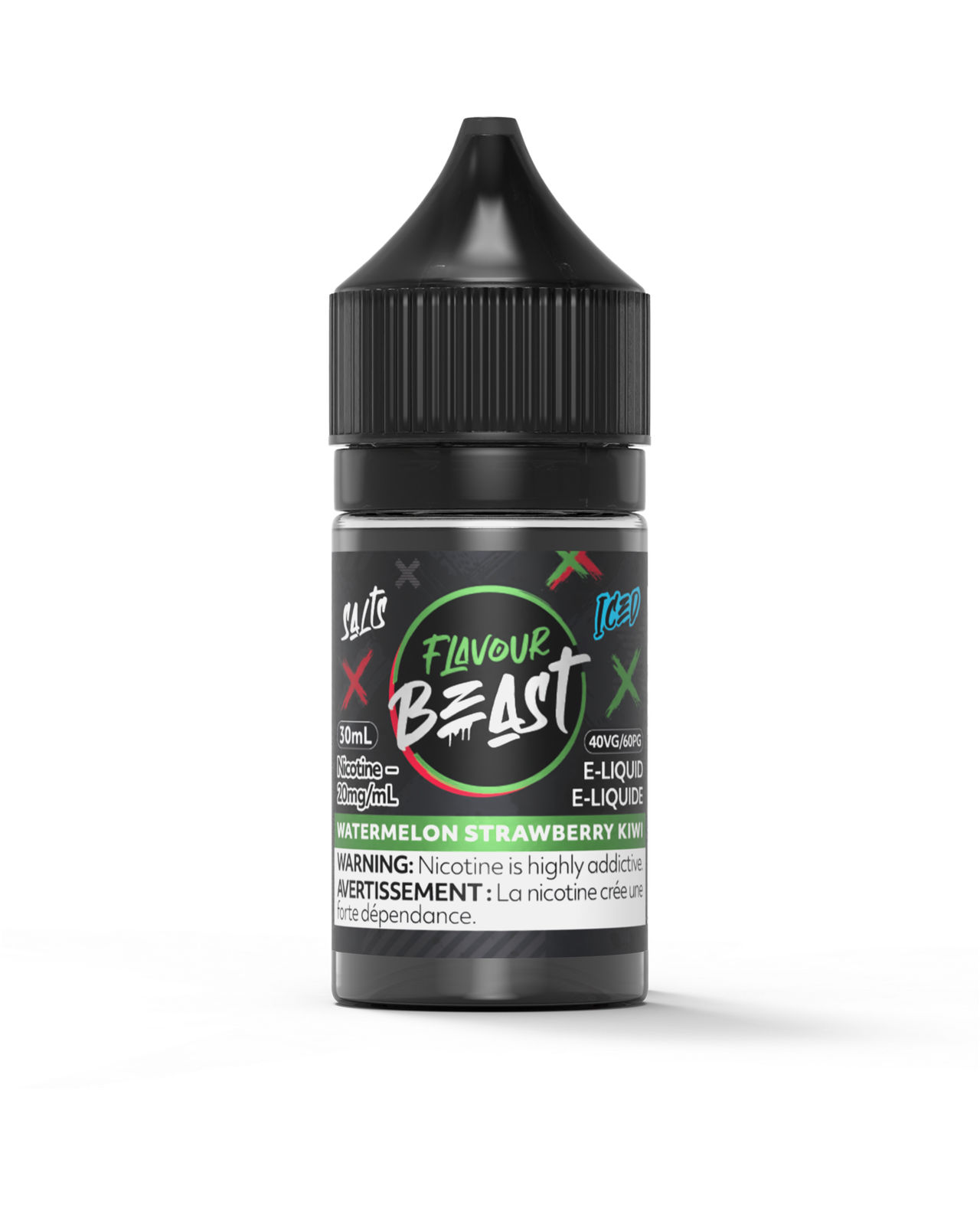 Flavour Beast Salt 30mL - Watermelon Strawberry Kiwi Iced